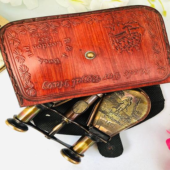 Vintage Portable Binocular Nautical Spyglass Glass Binocular for Hiking, Camping Columbus Binocular