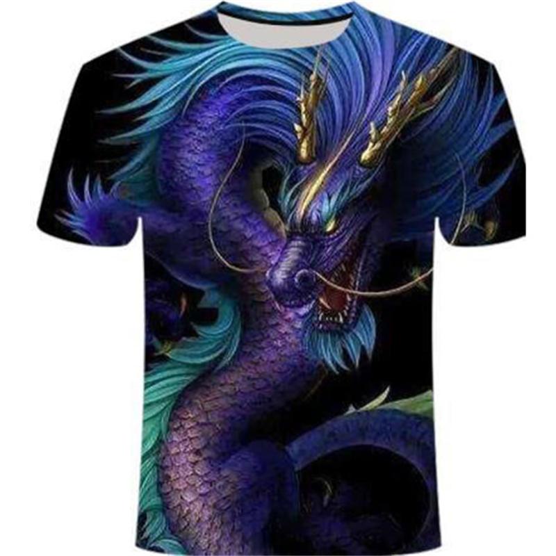 Весенне-летние топы, мужская одежда больших размеров, футболка с 3D принтом дракона, футболки с животными, топ с короткими рукавами и круглым вырезом, дышащие мужские рубашки