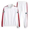 2Pcs/Set Men Sportswear Set Patchwork Color Stand Collar Long Sleeve Zipper Placket Jacket