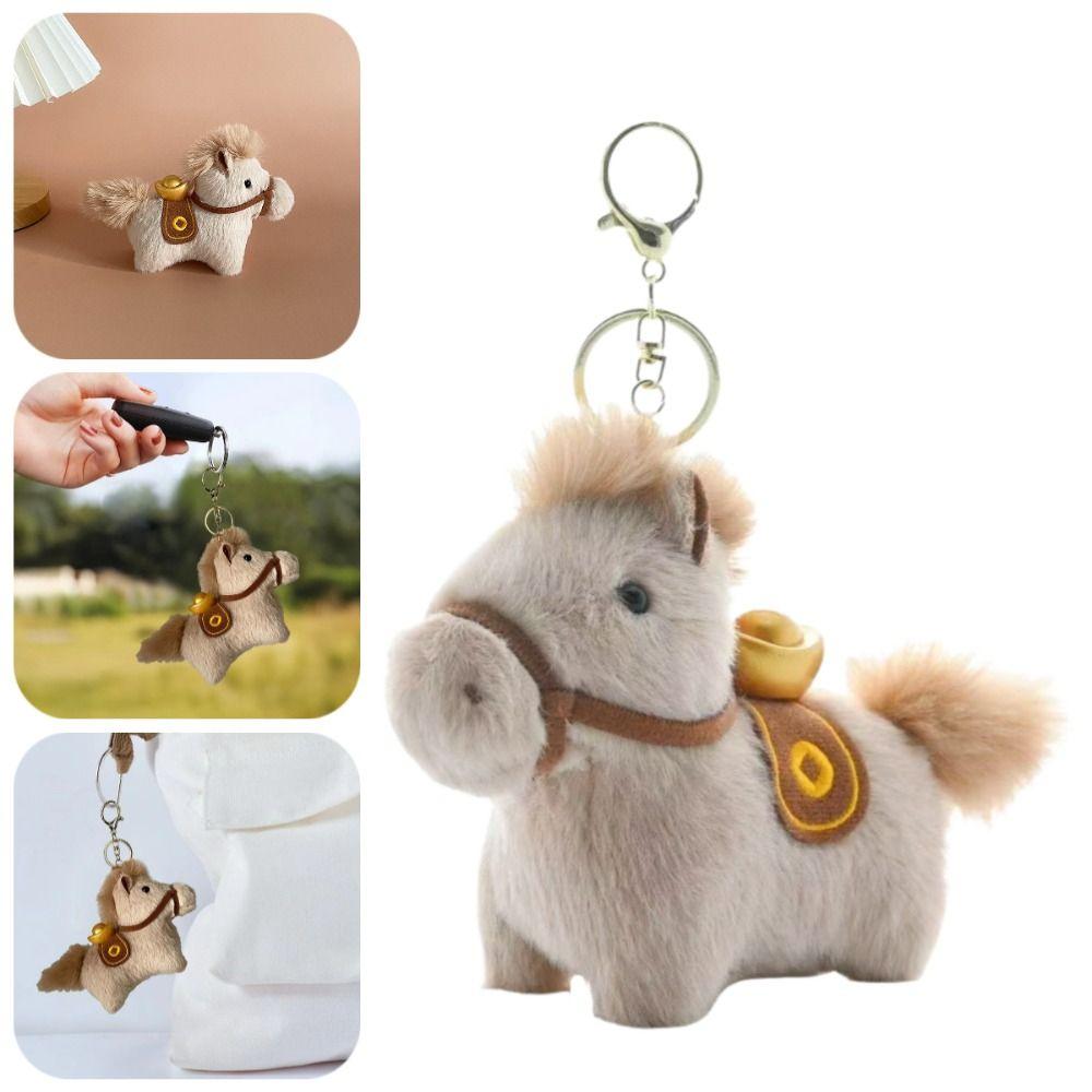 Mascot Dolls Yuanbao Pony Pendant Cute Stuffed Animal Keyring Plush Horse Keychain  Year of Horse