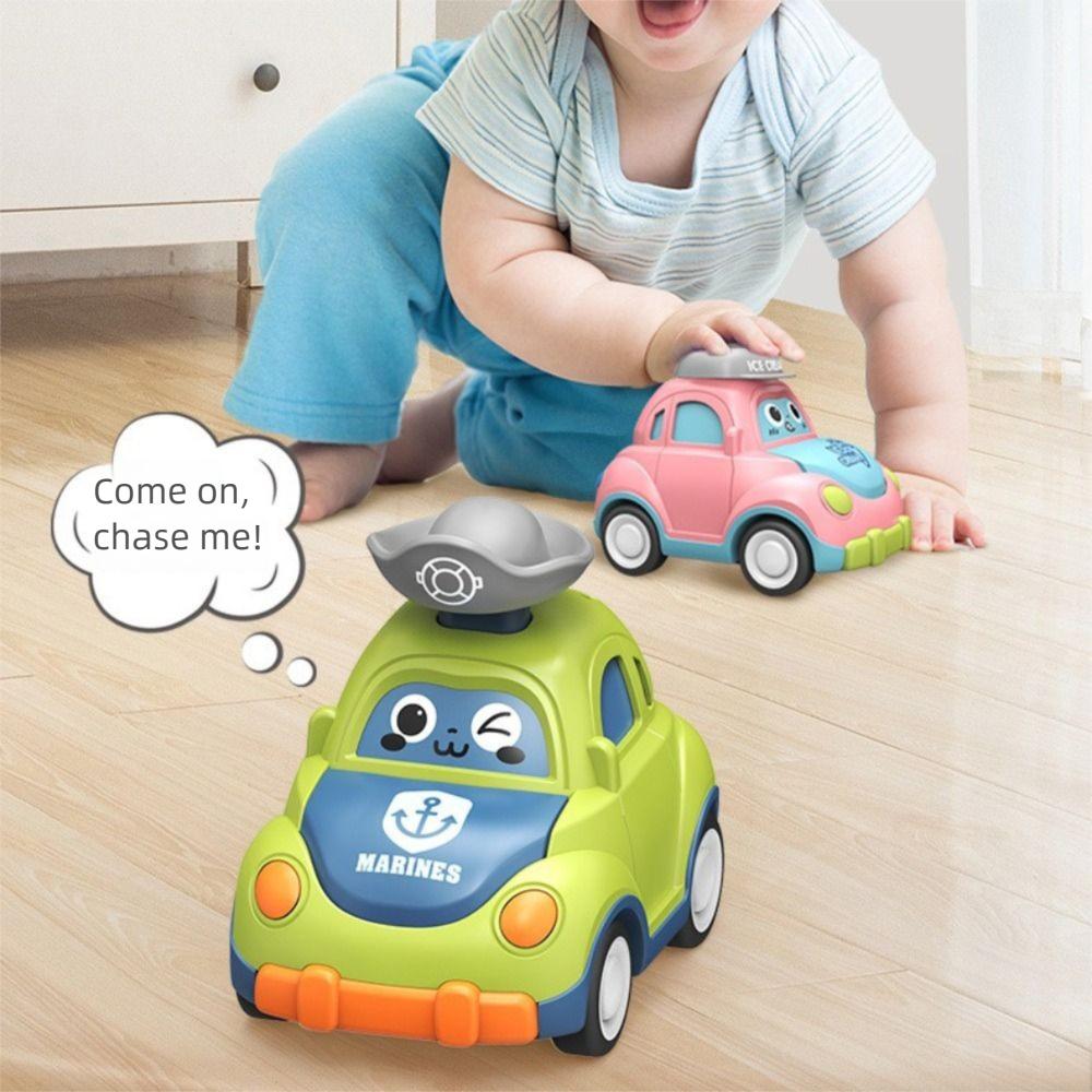 Plastic Mini Press Go Vehicles Mini Size Inertia Pull Back Cars Crawling Toys Early Education