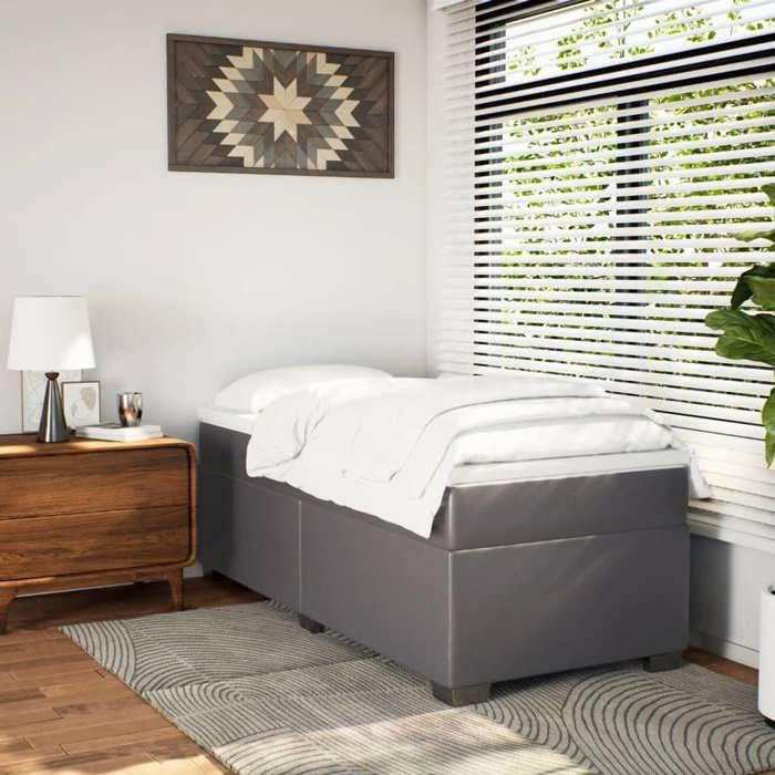 Maison Exclusive - Sommier à lattes de lit avec matelas Gris 100x200 cm Similicuir