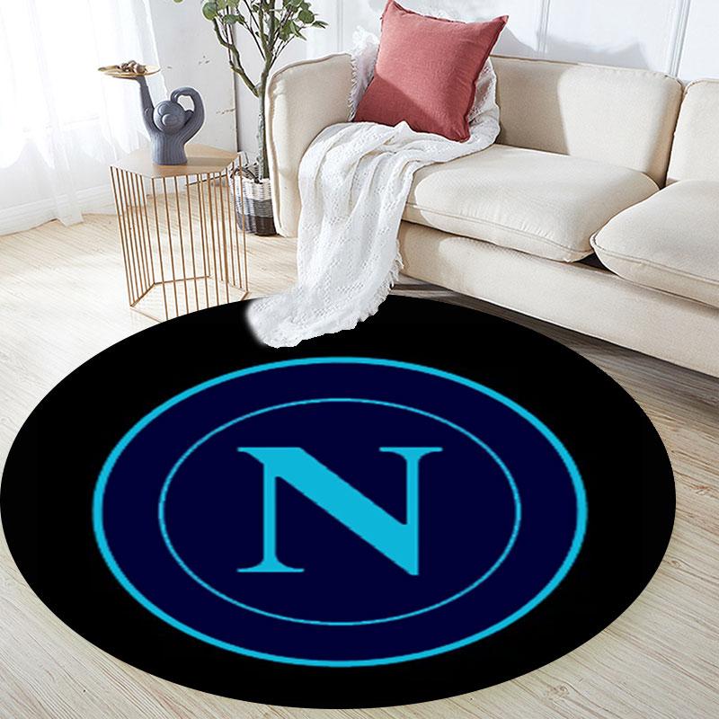 SSC Napoli Printed Round Rug, Non Slip Washable Circular Carpet For Living Room Bedroom Playroom, Sports Fan Decor, Holiday Birthday Gift