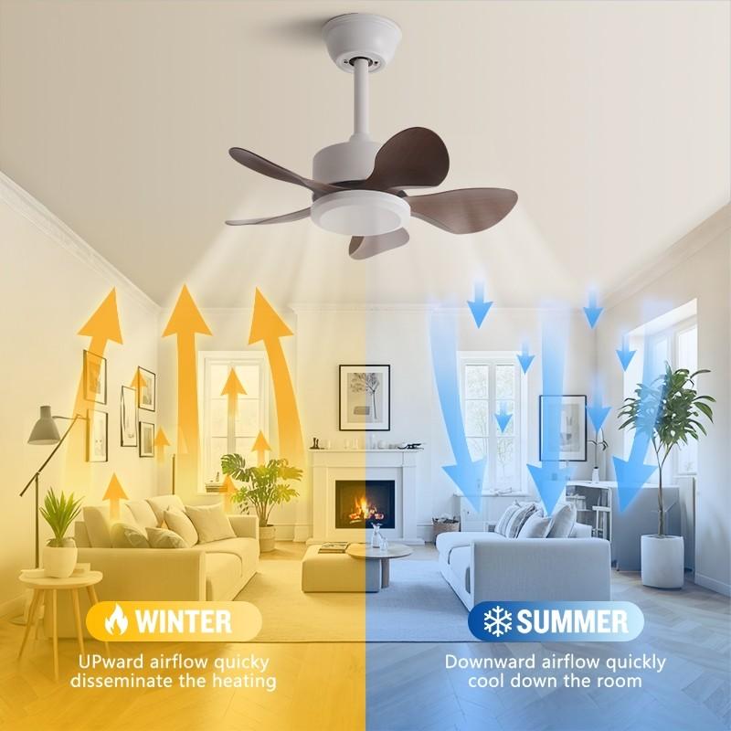 22" Household Electric Ceiling Fan with Hook 3/5 Blades & LED Lighting Fan Silent DC Motor & Energy Saving Fan