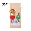Cartoon Christmas Gift Wraps Wine Bottle Cover, Santa Claus/Snowman/Elk/Bear Bag with Sticker Decals, Holiday Party Favors Favor Decor, Reusable