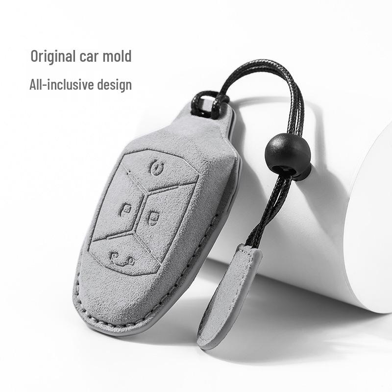 Lynk&Co 03 Suede Key Case: Elegant Unisex Protective Cover with Pendant and Buckle.