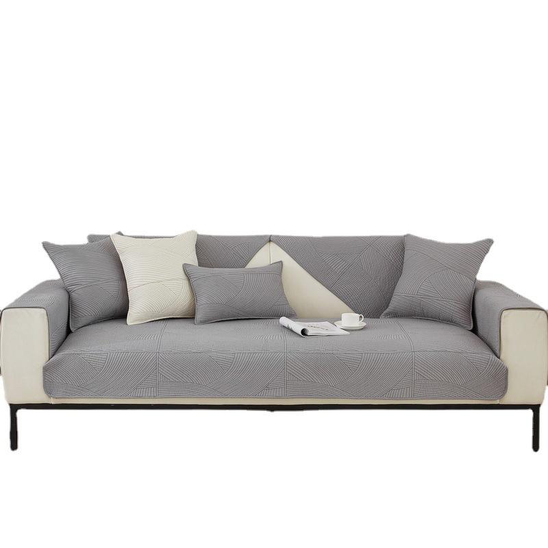 All-Cotton Sofa Cushion Four Seasons Universal Non-Slip High-Grade Leather Sofa Cover Cover Towel Non-Slip Cushion Solid Color Cream Summer Wind