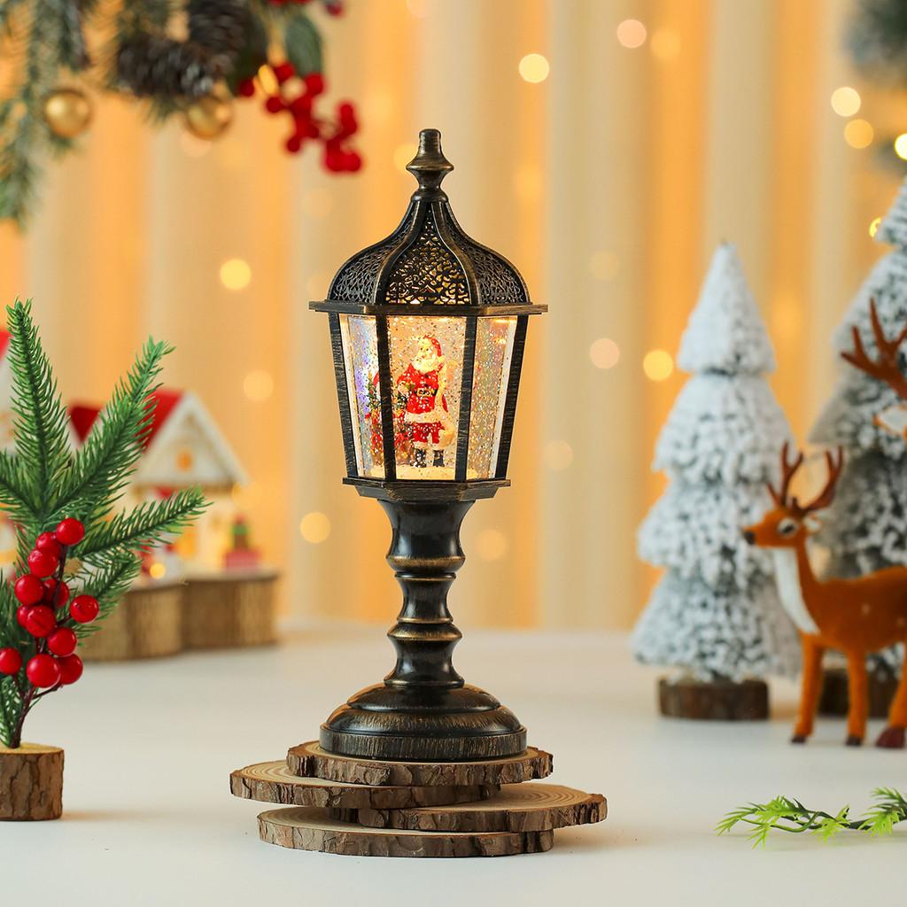 Рождественская фигурка снеговика Винтажная настольная лампа со светом, музыкой и снежным эффектом для праздничного декора