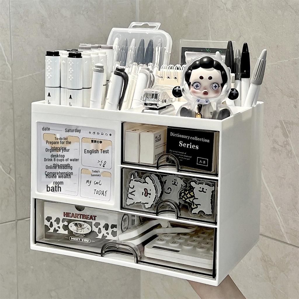 Acrylic Desktop Organizer: Drawer-Type Student Punch Clock & Pen Holder