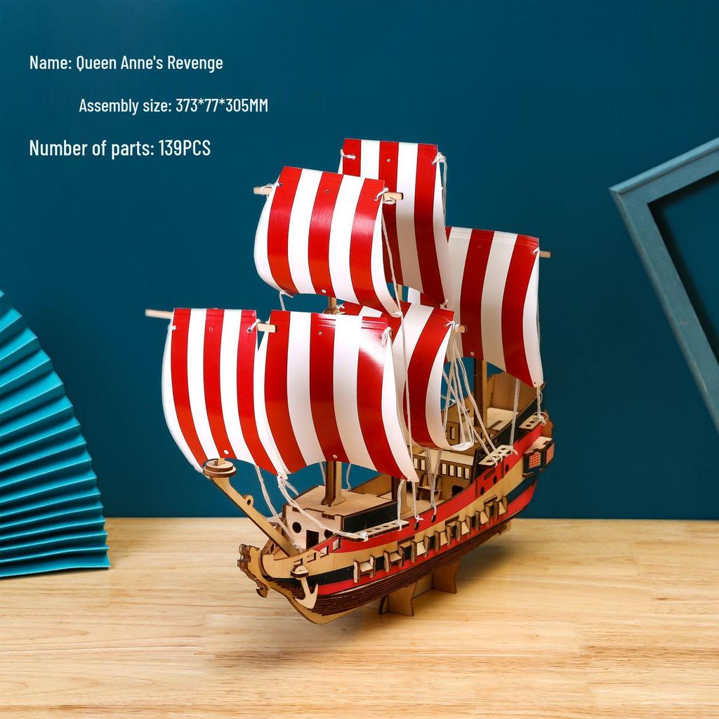 Парусная лодка 3D деревянный пазл: Образовательная модель ручной работы для взрослых и детей