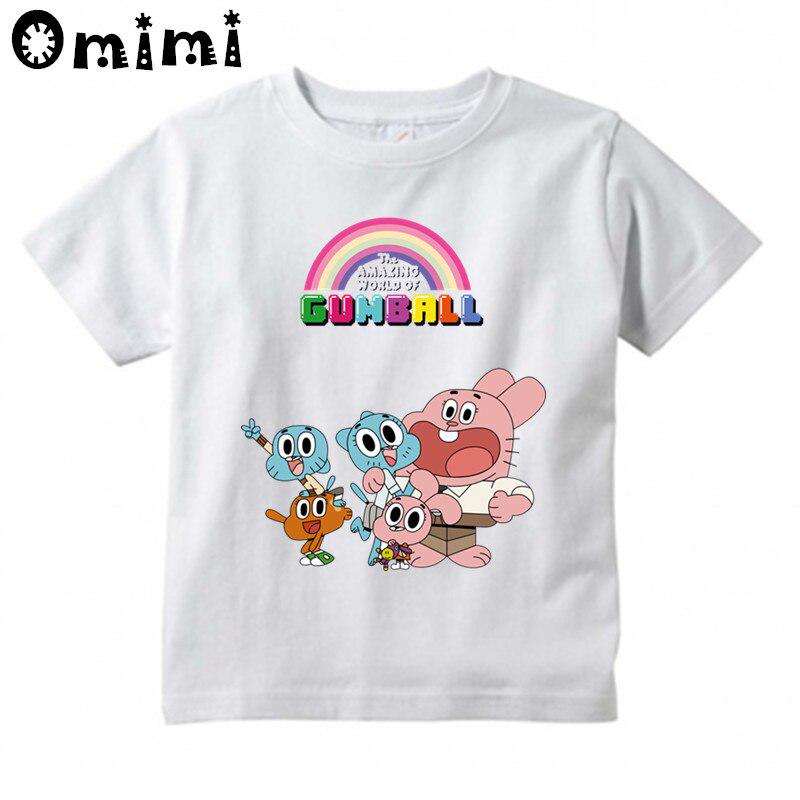 Футболка с мультяшным принтом «Удивительный мир Гамбола» для мальчиков и девочек, детская отличная повседневная футболка с короткими рукавами