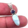 Natural Republic Larimar, Kyanite 925 Solid Sterling Silver Pendant 1.25'' d2M74