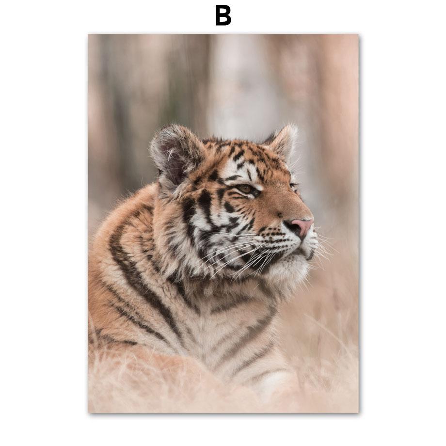 Горное спокойное озеро, тигр, лошадь, трава, сушеные цветы, настенные художественные принты, картина на холсте, скандинавский постер, Декор, фотографии для гостиной