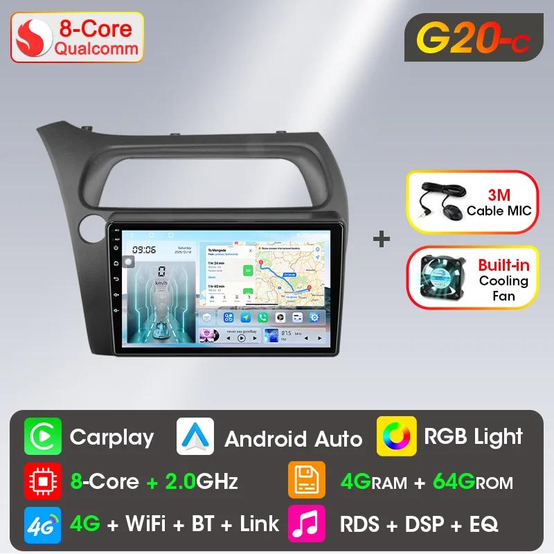 Autoradio Android sans fil Carplay pour Honda Civic Hatchback 2006-2011 Android Auto 2Din lecteur multimédia unité principale de Navigation