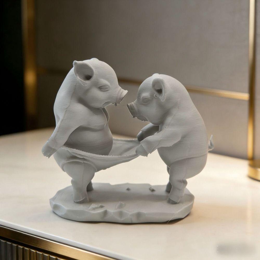 Decorations Cartoon Pig Figurine Creative Animal Pig Model Gifts 3D Printed Pig Toy  Desktop Use