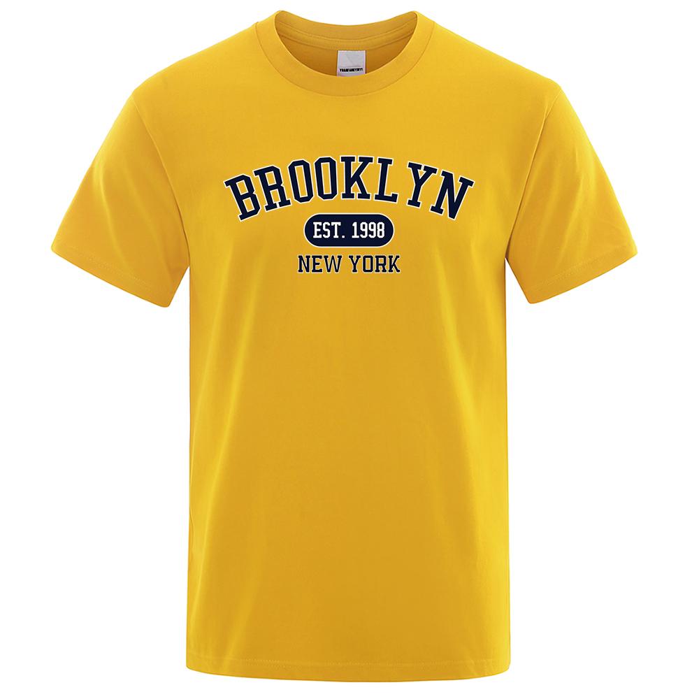Brooklyn Est.1998 Нью-Йорк, футболки с буквенным принтом, мужские и женские повседневные дышащие модные топы с короткими рукавами, хлопковые футболки большого размера