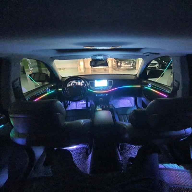 Универсальная симфоническая автомобильная подсветка 64 RGB для салона автомобиля, акриловый световод, оптоволокно, украшение автомобиля, атмосферный свет 18