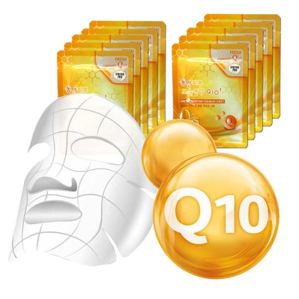 3W Clinic Q10 Коэнзим Маска-лист с высокой адгезией Холод-Тепло 10 Листов Q10 (10834431)