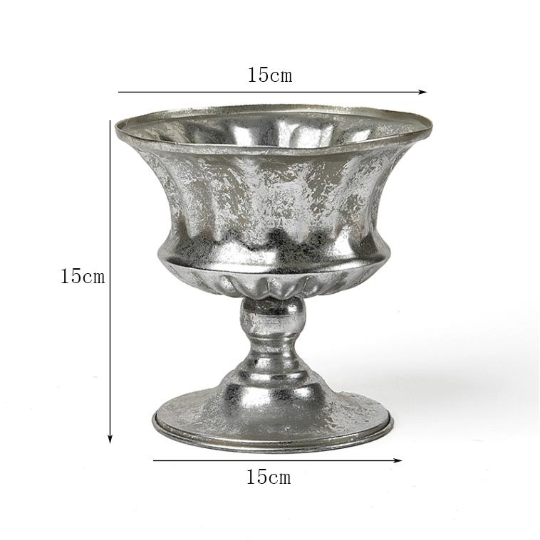 Vintage Classic Silver Iron Flower Vase Decoration Home Room Table Flowerpot Ornaments Office Store Flower Arrangement Crafts