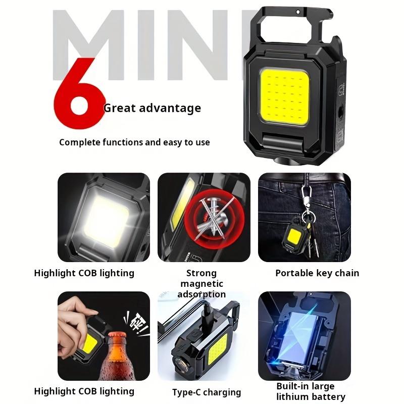 Multifunctional Double-sided COB Light, Magnetic Outdoor Camping Portable Keychain Light