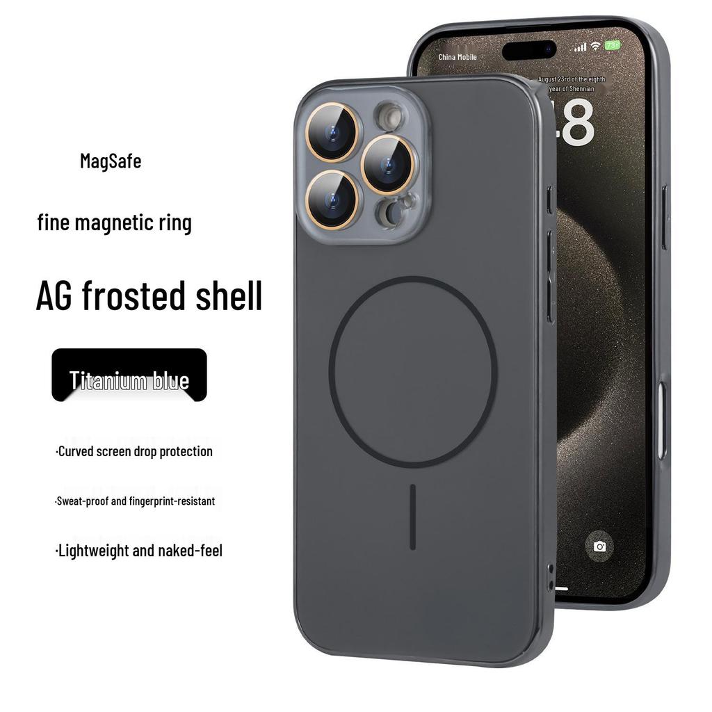 Магнитный чехол-кольцо Apple 16 Pro Max, матовый, с гальваническим покрытием, мягкий защитный чехол