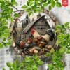 Винтажное Круглое Металлическое Искусство на Стену с Изображением Курицы Декор для Кухни в Стиле Фермерского Дома