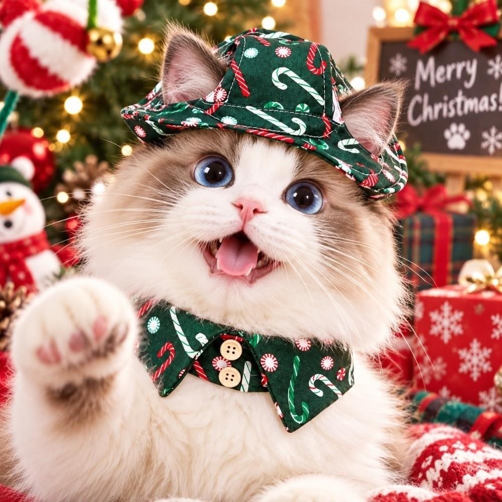 Turn Down Lapel Christmas Pet Collar Plaid Pattern British Plaid Neckband Puppy Kittens