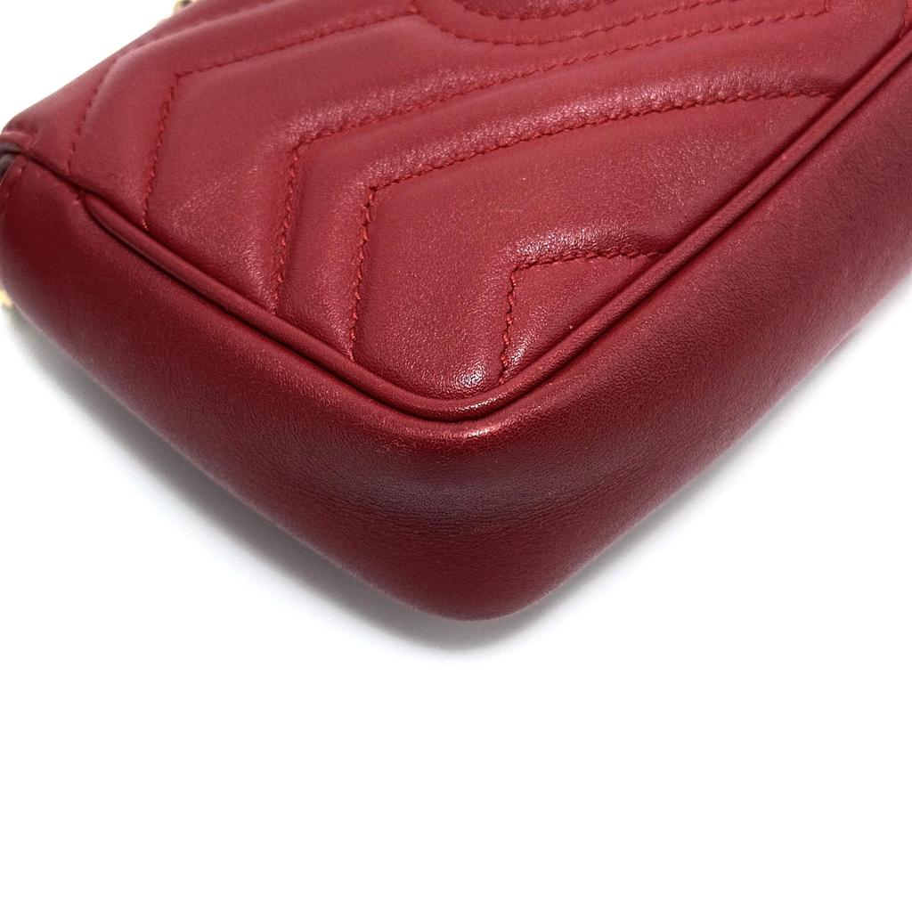 [Pre-Owned] GG Marmont Vintage Metal Logo Quilted Leather Mini Shoulder Bag - Excellent #1J88SHS