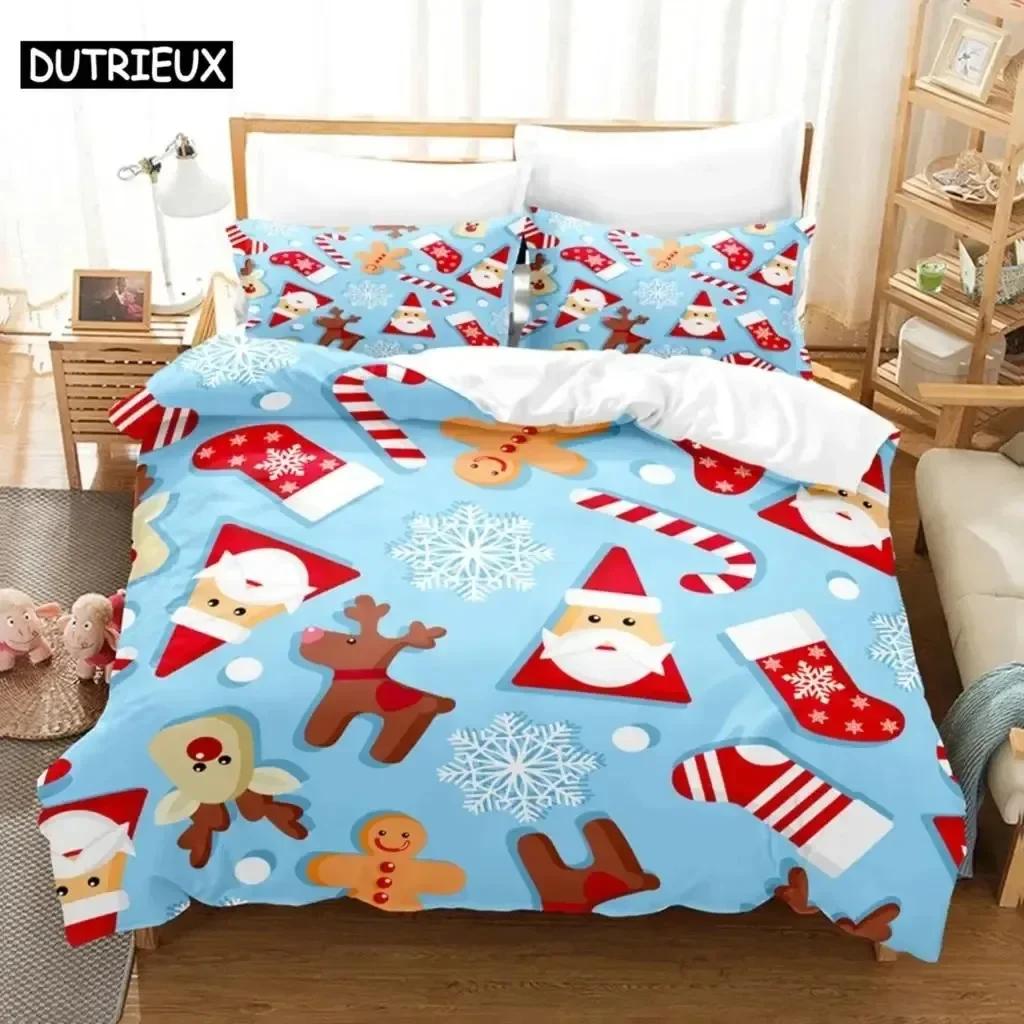 Luxury New 3D Print Christmas Duvet Cover Set King Size Single Double Bed Queen Full Blue Quilt Case Linen Twin Bedding Sets