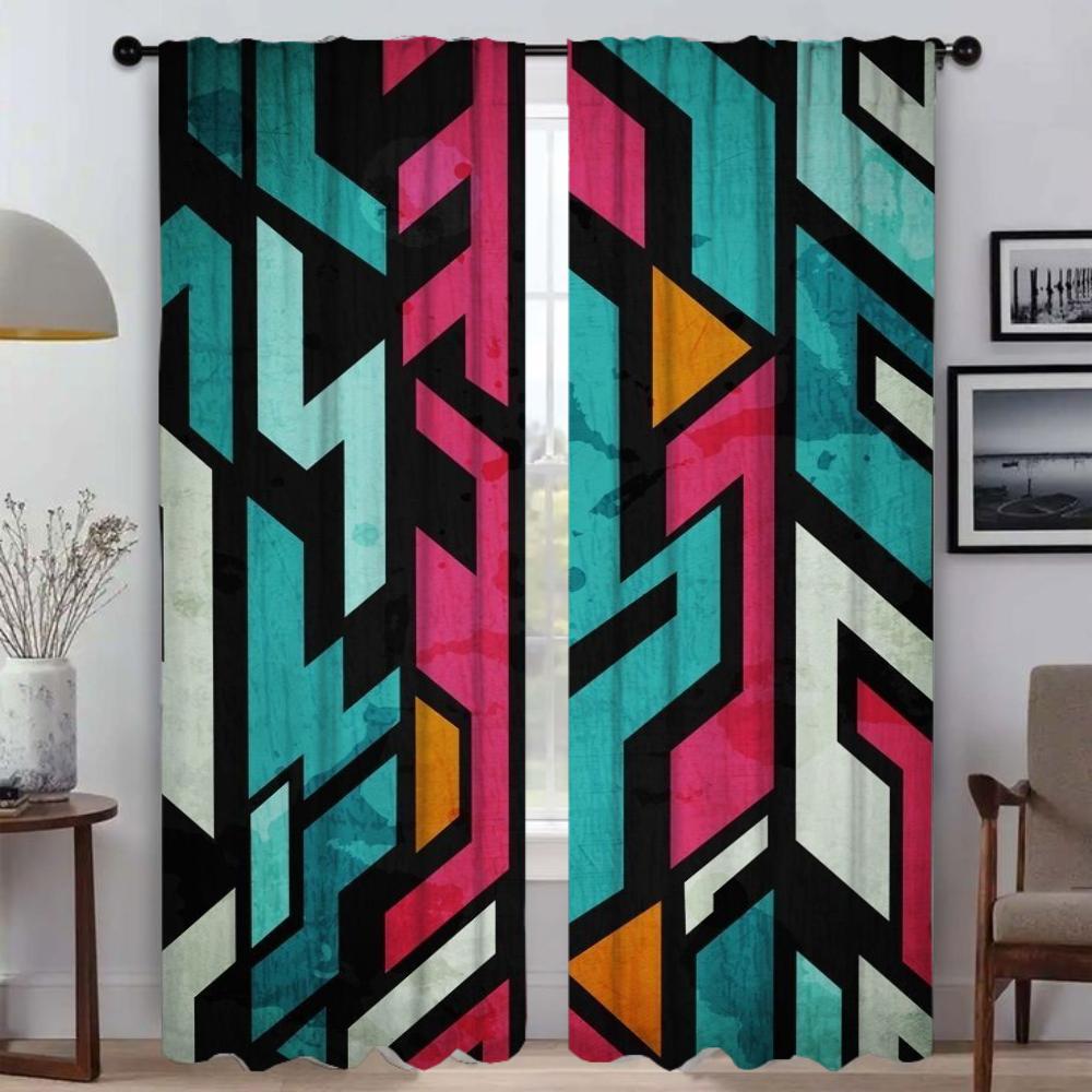 Кухонные шторы для гостиной, занавески с красочным узором, перегородки, украшения на Хэллоуин, домашний интерьер, шторы, 2 шт.