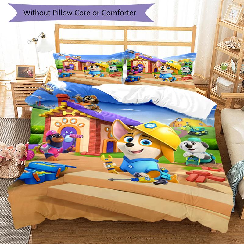 3pcs Pupstruction Bedding Set Duvet Cover Closure Includes 1 Duvet Cover & 2 Pillowcases, Soft and Comfortable for All Seasons.