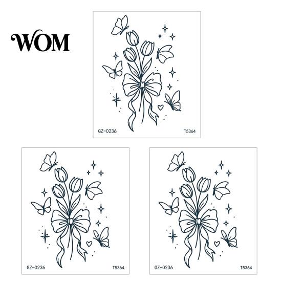 Long-lasting Temporary Tattoos 3Pcs Waterproof Tattoo Sticker for Men Women, Face Body Arm Chest Shoulder Stickers Thigh Waist Decal, Long Lasting Art