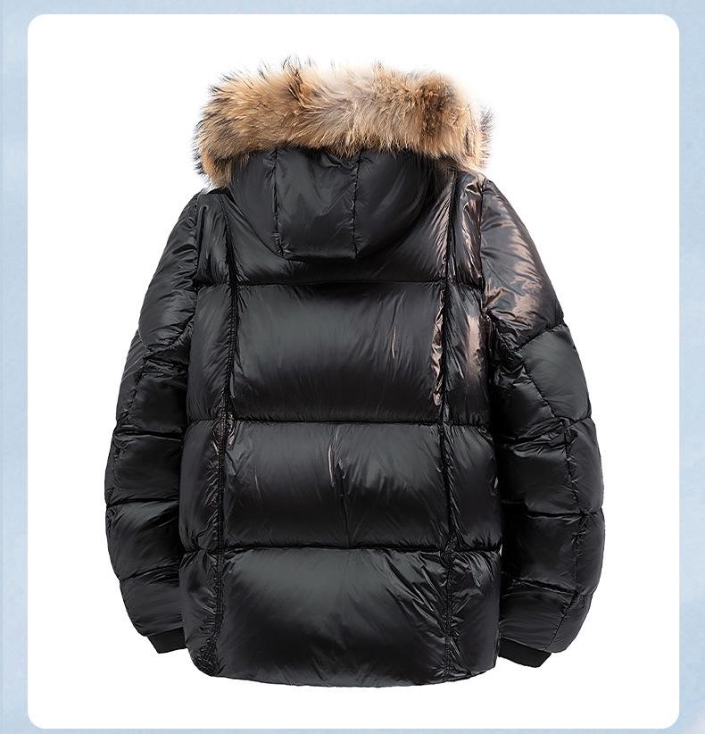 Зимняя мода 2025: Толстая пуховая куртка с большим меховым воротником, 90% белого утиного пуха, Универсальная и теплая, Морозостойкая верхняя одежда