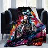 1pc Motorcycle Printing Lightweight Flannel Blanket, Comfortable and Warm Blanket, for Camping Sofa Bed and Couch Office, Gift