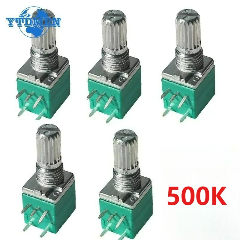 5PCS RK097 Potentiometer 5Pin RK097G B10K 1K 5K 20K 50K 100K 500K 15mm Audio Shaft Amplifier Sealing Rotary Potentiometers Kit
