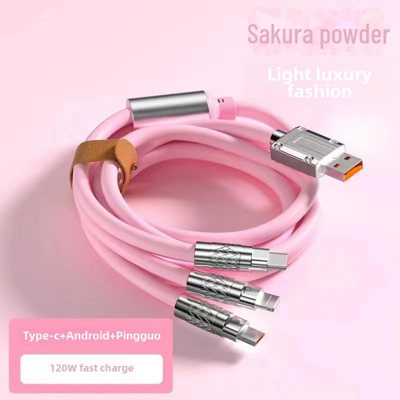 Кабель для сверхбыстрой зарядки - 120 Вт цинковый сплав 1-к-3 кабель для передачи данных для мобильных телефонов