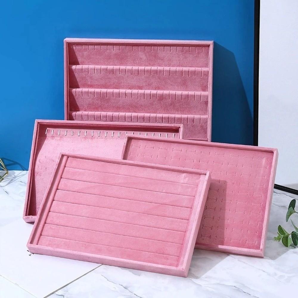 Elegant Velvet Jewelry Organizers Storage Necklaces Display Props Pink Earring Display Tray Bangle