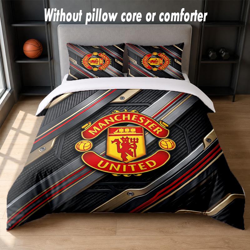 Дизайн Manchester United Постельное белье 1 пододеяльник + 2 наволочки Мягкое дышащее домашнее постельное белье