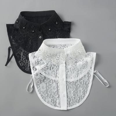 Женский воротник-подделка с кружевом, воротник-подделка с декоративным круглым вырезом, рубашка-свитер, воротник-подделка
