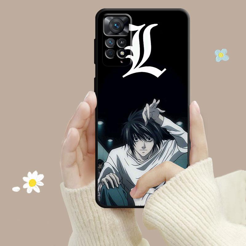 Чехол с подсветкой аниме Death Note L для Xiaomi Redmi Note 11t 11s 11 10 8 Pro 9 9s 9t 8t для Mi 10 8 9a 9c 10c 12c K40 K60