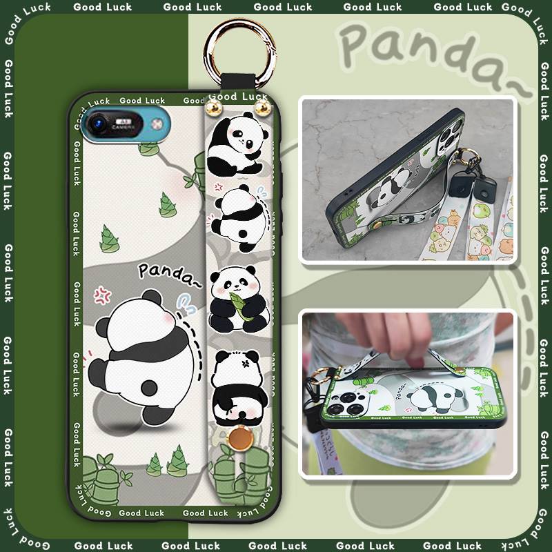 Panda Anti-knock Phone Case For Itel A25/A35/A25 Pro Waterproof Shockproof Back Cover Wristband Wrist Strap Soft case