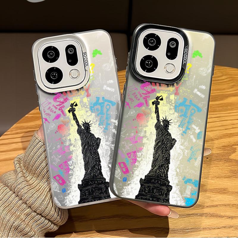 For Oppo Find X9 Pro X8 Pro X7 Ultra Reno 15 Pro 15F 14F 13F A6T Pro “Graffiti Freedom” Micro Frosted Hard Phone Case /Soft Border Shockproof Cover