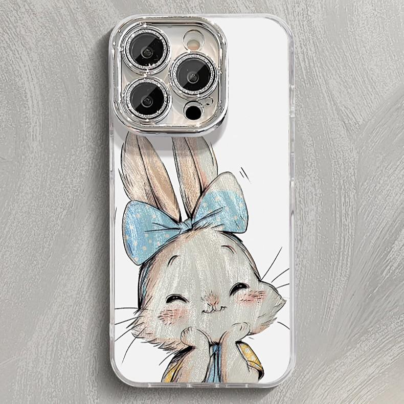 Bow Tie Rabbit for IPhone 16 Cell Phones 15 Cases 14 Protection for IPhone 13 Sets 12 Silicone Full Cover