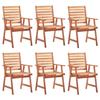 VidaXL Set of 6 Outdoor Dining Chairs with Cushions, Patio Seats, Dining Chairs, Garden Patio Furniture, 3078352