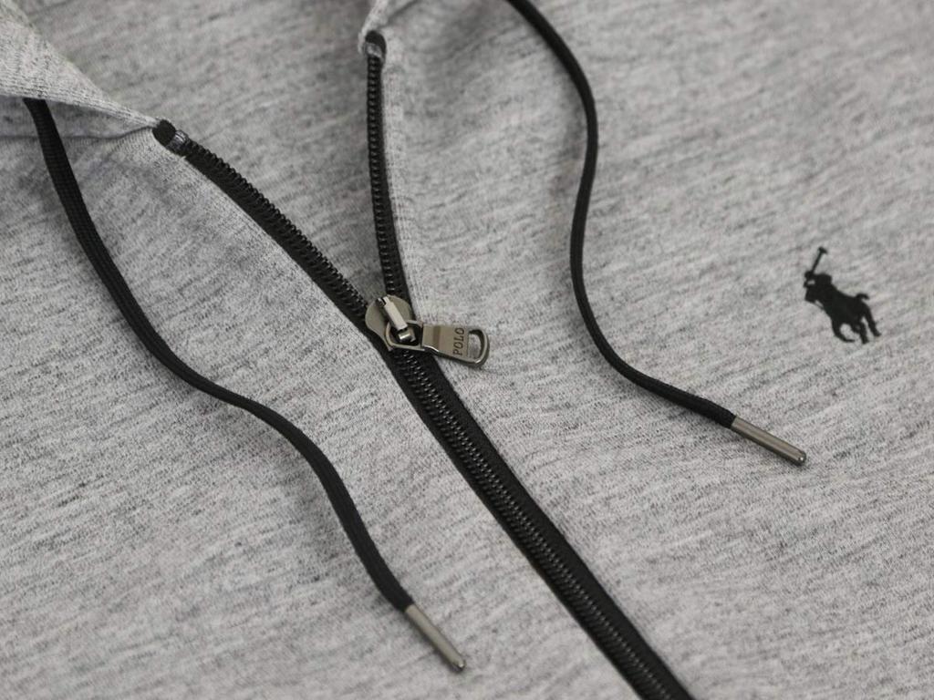 POLO RALPH LAUREN Джерси Однотонная Мужская Толстовка на Полной Молнии, Цвет, Дизайн с Одним Пунктом, 0102639-XL-GREYHTR [Б/У]