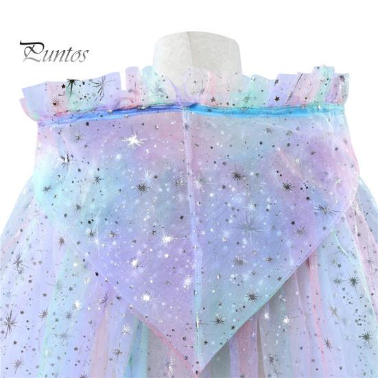 Детский плащ на Хэллоуин со светодиодной гирляндой, прозрачная сетка, блестки, капюшон, сборка, шнуровка, галстук, костюм для рождественской вечеринки в стиле принцессы, пончо