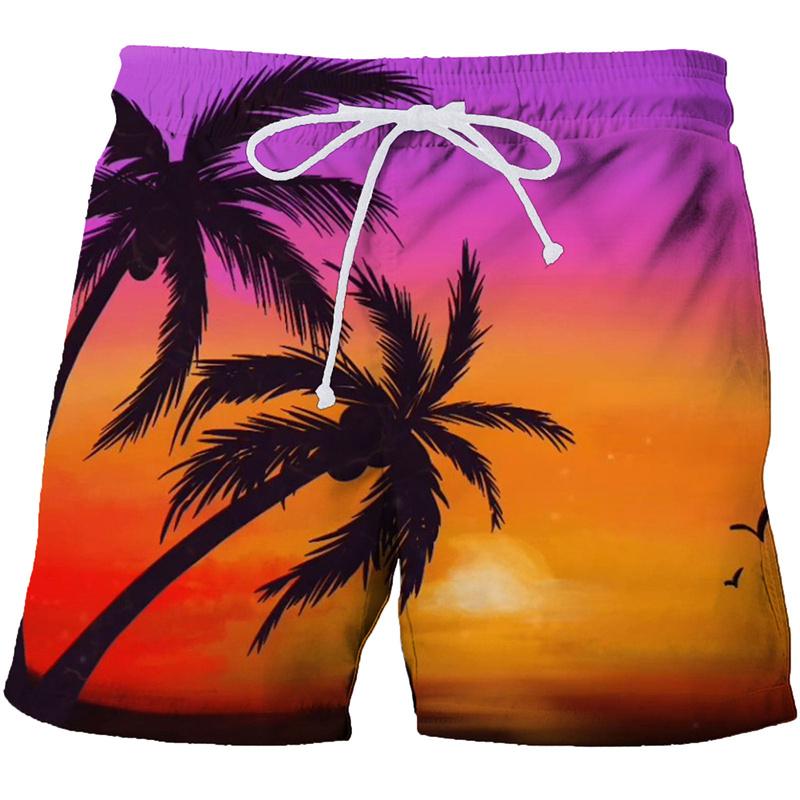Parrot Palm Cocoanut Tree Beach Shorts Men Summer Short Pants 3D Flora Printed Board Trunks Swimsuit Woman 2023 homme Ice Shorts