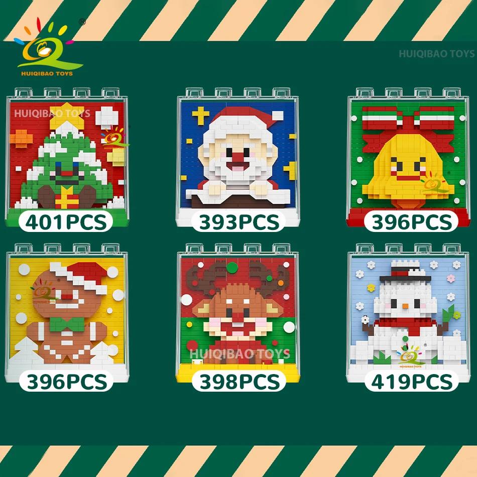 HUIQIBAO Детская мини-елка Санта-Клаус Модель Микро-кирпичики Конструктор Город DIY ZOO Животные Витрины Игрушки Подарок