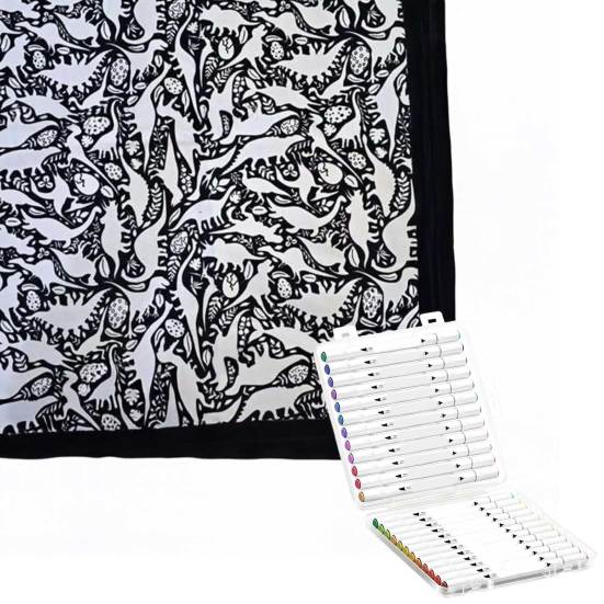 Одеяло-раскраска сделай сам, раскрась свое собственное одеяло, раскрашивание сделай сам с 24 маркерами, настраиваемое стирающееся пледовое одеяло для домашнего декора, вечеринки, арт-проект