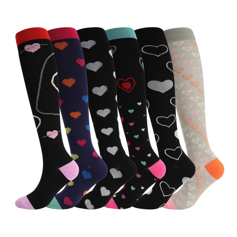 Комбо из 6 пар: Узорные компрессионные носки для бега, йоги и спорта - Влагоотводящие, дышащие, быстросохнущие гольфы для осени